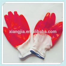 2014 China fabricação de fábrica de alta qualidade luvas de segurança de construção de látex revestido vermelho com 10g de algodão forrado de malha